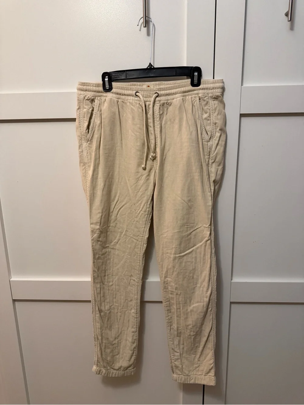 Marine Layer Men's Drawstring Joggers in Light Beige
